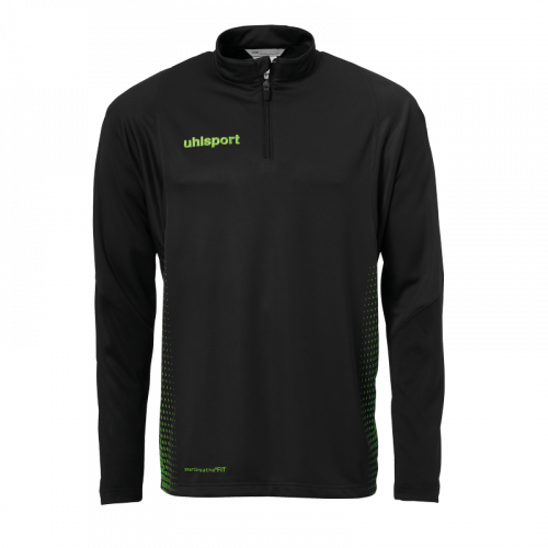 SCORE 1/4 ZIP TOP negro/verde fluor UHLSPORT