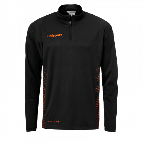 SCORE 1/4 ZIP TOP negro/naranja fluor UHLSPORT