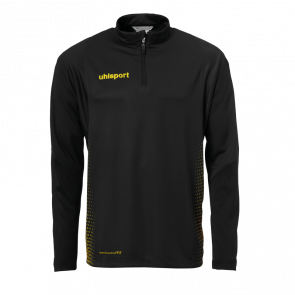 SCORE 1/4 ZIP TOP negro/amarillo fluor UHLSPORT