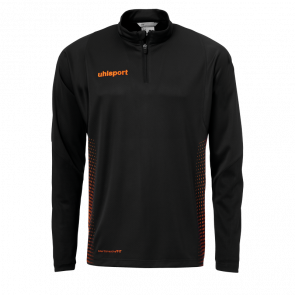 SCORE 1/4 ZIP TOP negro/naranja fluor UHLSPORT