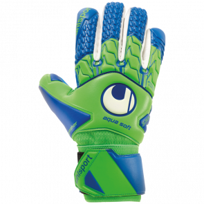 GUANTES  AQUASOFT HN WINDBREAKER VERDE FLUO / AZUL PACÍFICO / BLANCO UHLSPORT