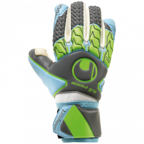 GUANTES  ABSOLUTGRIP TIGHT HN GRIS OSCURO / CIAN / VERDE FLUO UHLSPORT