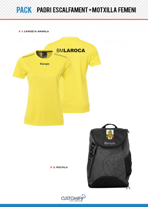 Pack Padri samarreta groga + motxilla, BM LA ROCA, Femení