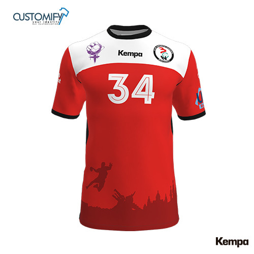 Camiseta MC. Sublimada Kempa, 2ª equip. roja C.E. HANDBOL BCN SANTS, Hombre