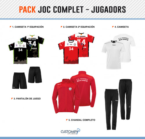 PACK DE JUEGO COMPLETO JUGADORES HANDBOL BCN SANTS