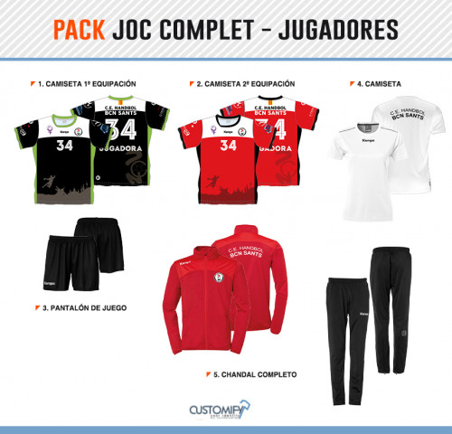 PACK DE JUEGO COMPLETO JUGADORAS HANDBOL BCN SANTS