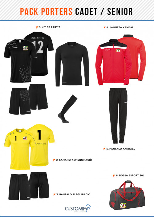 PACK PORTERS CADET/SENIOR, TEIA FUTBOL CINC