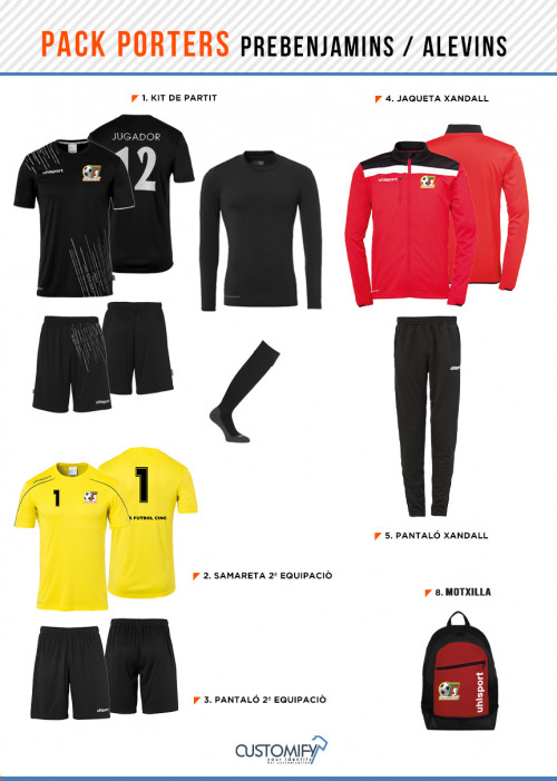 PACK PORTERS PREBENJAMINS/ALEVINS, TEIA FUTBOL CINC