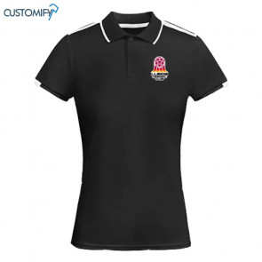 Polo de màniga curta, teixit tècnic, negre LLEIDA HANDBOL CLUB, Dona