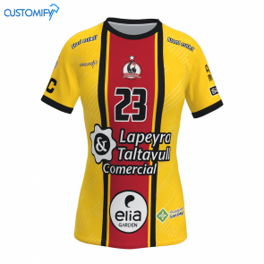 Samarreta oficial femenina 2a equipació CH Sant Cugat – groga, vermella i negra