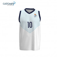 Camiseta sin Mangas Sublimada, 2ª equip. blanca/azul Basquet CIC, Unisex