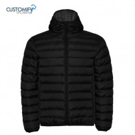 Chaqueta acolchada con relleno tacto pluma y capucha fija ajustada, Negro PUIGCERVER REUS