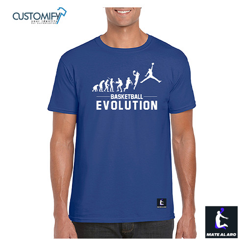 Camiseta Unisex Basketball Evolution, Mate Al Aro, color Royal