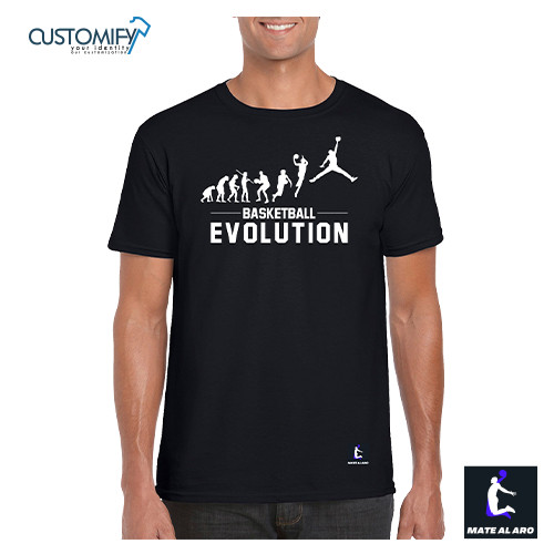 Camiseta Unisex Basketball Evolution, Mate Al Aro, color Negro
