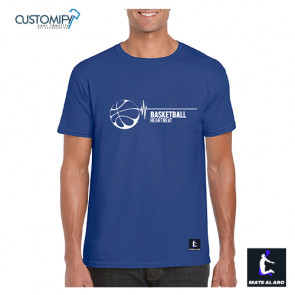 Camiseta Unisex Basketball HeartBeat, Mate Al Aro, color Royal