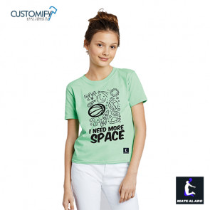 Camiseta Infantil Basketball I.Need.More.Space, Mate Al Aro, color Verde
