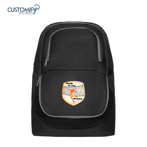 Mochila deportiva 44L, con bolsillo zapatillero, Negro CLUB VOLEIBOL TIANA