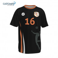 Camiseta de juego de manga corta masculina 1ª equip. negra CLUB VOLEIBOL TIANA.