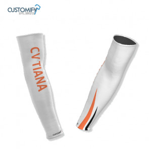 Manguitos Sublimado Customify, blanco/naranja CLUB VOLEIBOL TIANA, Unisex