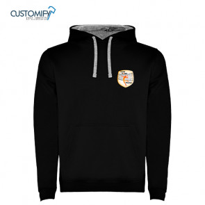 Sudadera con capucha contrastada, Unisex Negro/Gris CLUB VOLEIBOL TIANA