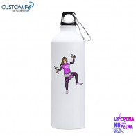 Bidon de aluminio, Color Blanco con caricatura EL LIPEDEMA NO NOS FRENA