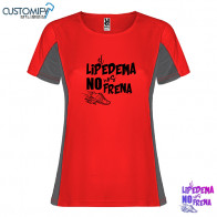 Camiseta MC. técnica combinada a 2 tejidos, Mujer Rojo/Gris EL LIPEDEMA NO NOS FRENA