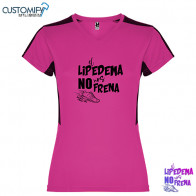 Camiseta MC. técnica combinada a 2 tejidos, Mujer Fucsia EL LIPEDEMA NO NOS FRENA