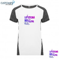 Camiseta MC. técnica combinada a 2 tejidos, Mujer Blanco/Negro EL LIPEDEMA NO NOS FRENA