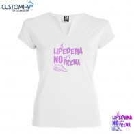 Camiseta MC. 94% algodón 6% elastano, cuello redondo con abertura en V, Mujer Blanco EL LIPEDEMA NO NOS FRENA