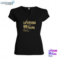 Camiseta MC. 94% algodón 6% elastano, cuello redondo con abertura en V, Mujer Negro EL LIPEDEMA NO NOS FRENA