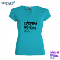 Camiseta MC. 94% algodón 6% elastano, cuello redondo con abertura en V, Mujer Turquesa EL LIPEDEMA NO NOS FRENA