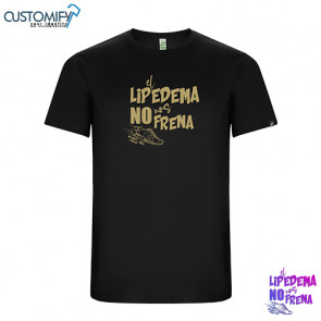 Camiseta MC. técnica, poliester reciclado, Unisex Negro EL LIPEDEMA NO NOS FRENA