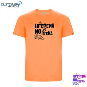 Camiseta MC. técnica, poliester reciclado, Unisex Naranja EL LIPEDEMA NO NOS FRENA