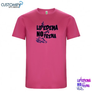 Camiseta MC. técnica, poliester reciclado, Unisex Fucsia EL LIPEDEMA NO NOS FRENA