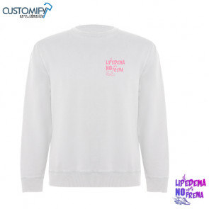 Sudadera en algodón orgánico y poliester reciclado, Unisex Blanco EL LIPEDEMA NO NOS FRENA