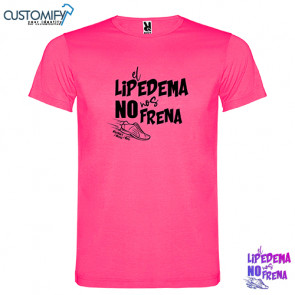 Camiseta MC. en colores fluor, poliester tacto algodón, Unisex Fluor rosa EL LIPEDEMA NO NOS FRENA