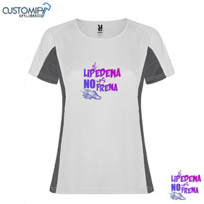 Camiseta MC. técnica combinada a 2 tejidos, Mujer Blanco EL LIPEDEMA NO NOS FRENA