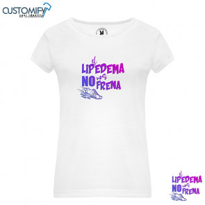 Camiseta MC. poliester tacto algodón, Mujer Blanco EL LIPEDEMA NO NOS FRENA
