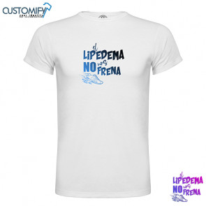 Camiseta MC. con cuello redondo ribeteado y tacto algodón, Unisex Blanco EL LIPEDEMA NO NOS FRENA