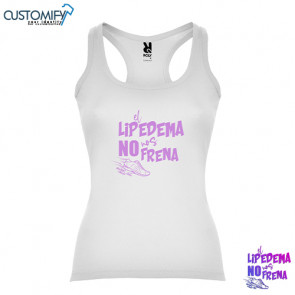 Camiseta sin Mangas entallada, Algodón 100%, Mujer Blanco EL LIPEDEMA NO NOS FRENA