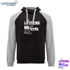 Sudadera bicolor. Capucha con cuello cruzado, Unisex Negro/Gris EL LIPEDEMA NO NOS FRENA