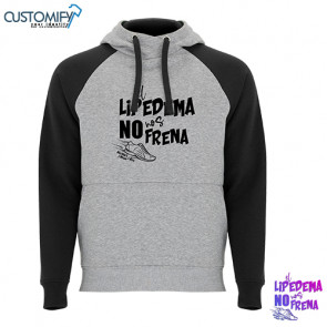 Sudadera bicolor. Capucha con cuello cruzado, Unisex Gris/Negro EL LIPEDEMA NO NOS FRENA
