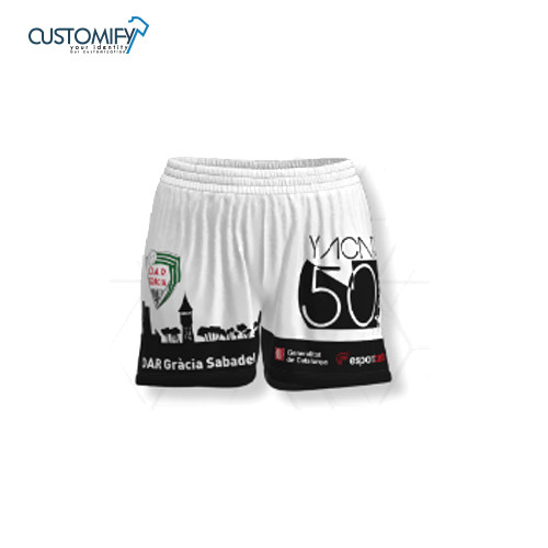 Short de joc Customify, 1ª y 2ª equip. blanc/negre OAR GRACIA SABADELL, DONA