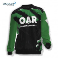 Dessuadora sublimada de coll rodó negra/verda OAR GRACIA SABADELL, Unisex