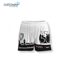 Short de joc Customify, 1ª y 2ª equip. blanc/negre OAR GRACIA SABADELL, DONA
